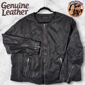Wilsons Leather Genuine Black Motorcycle‎ Jacket Womens Plus 3X Goth Biker